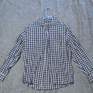 Faded Glory Navy and White Plaid Button-Down Shirt